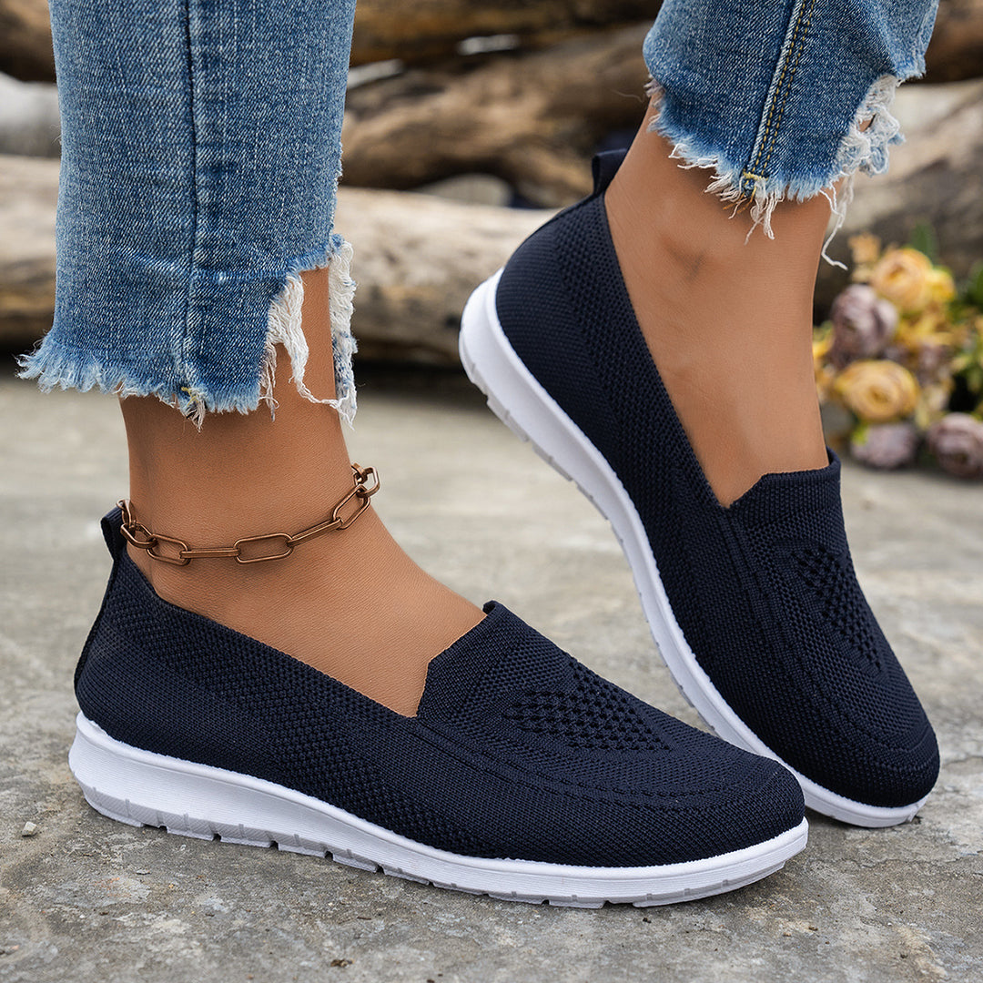 Damen Atmungsaktive Slip-On Freizeitschuhe mit komfortablem Absatz EB