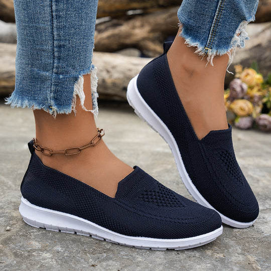 Damen Atmungsaktive Slip-On Freizeitschuhe mit komfortablem Absatz EB
