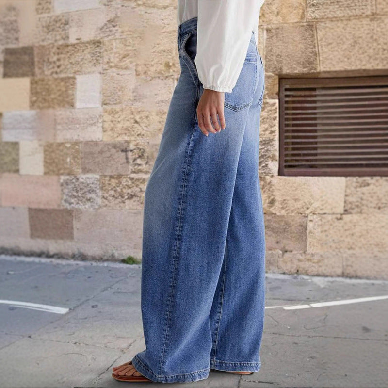 Damen Weit geschnittene Jeanshose im eleganten Stil EB