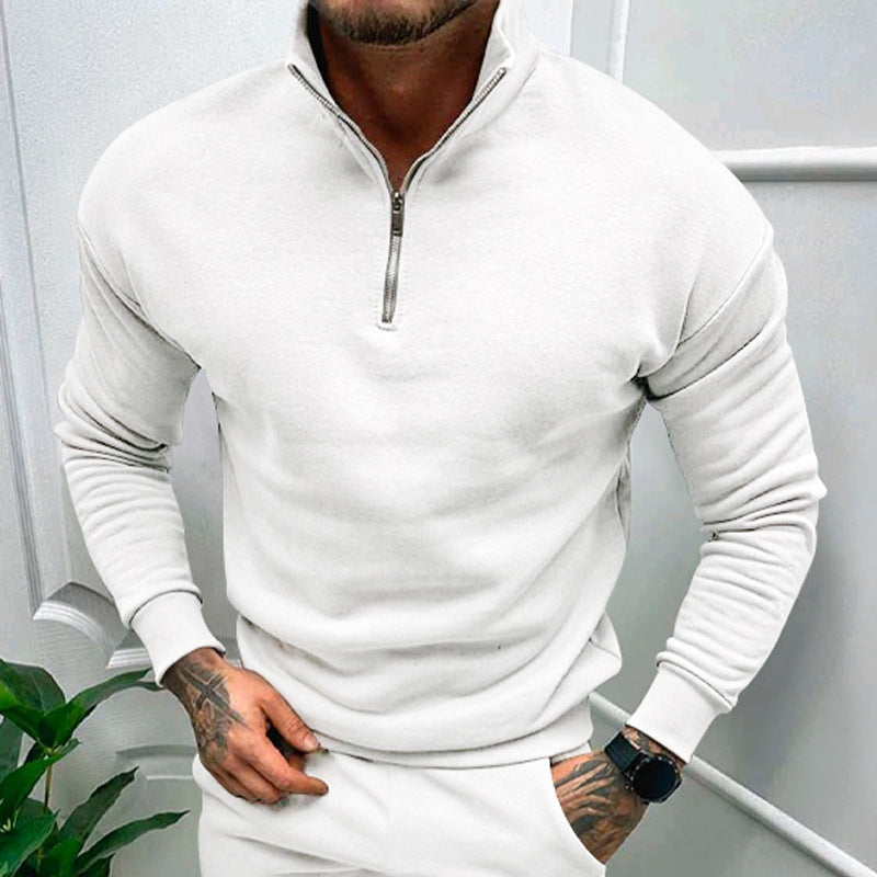 Herren eleganter Pullover mit Kragen und praktischem Reißverschluss EB