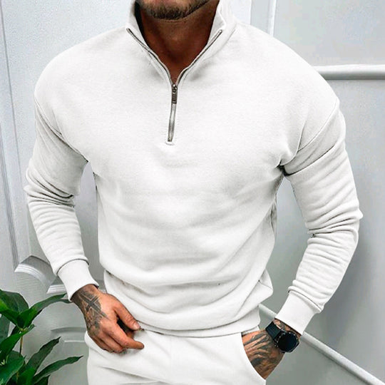 Herren eleganter Pullover mit Kragen und praktischem Reißverschluss EB