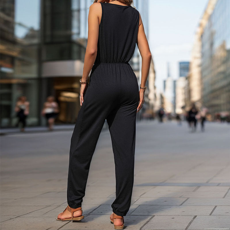 Damen Sportlicher Overall mit Reißverschluss und seitlichen Taschen EB