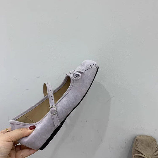 Damen elegante Ballerinas mit dekorativen Schleifen und komfortablem Riemchen EB
