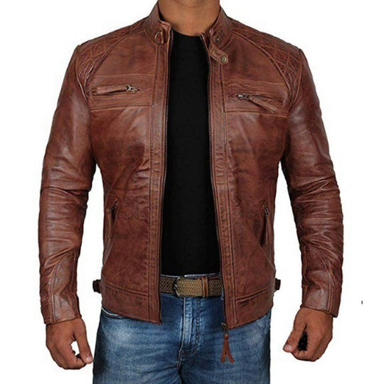 Herren Bikerjacke mit funktionalen Taschen und einzigartiger Steppung EB