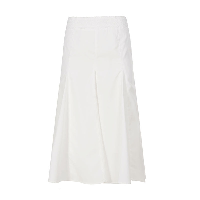 Damen Eleganter, fließender Midirock mit elastischem Bund EB