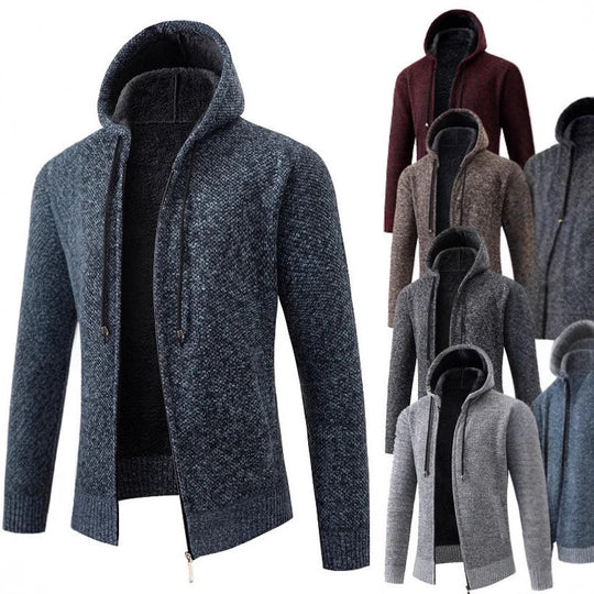 Herren kuschelige Fleecejacke mit Kapuze EB