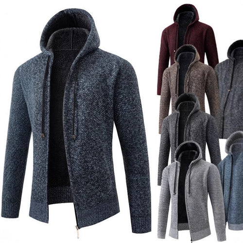 Herren kuschelige Fleecejacke mit Kapuze EB