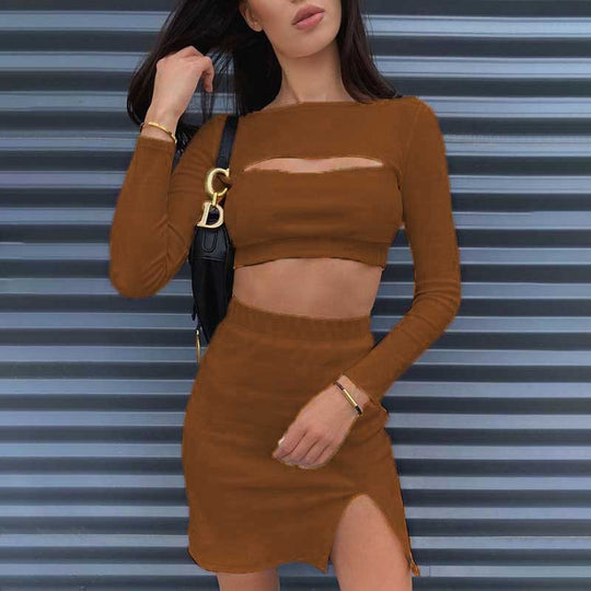 Damen Zweiteiler mit crop-top und Minirock EB