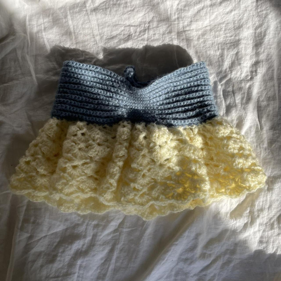 Damen gehäkeltes Bandeau-Oberteil mit voluminösem Saum EB
