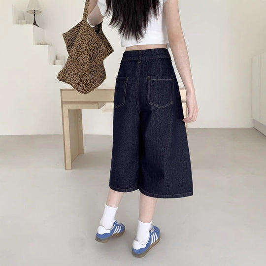 Damen Weite Denim-Culotte mit modischem Schnitt EB