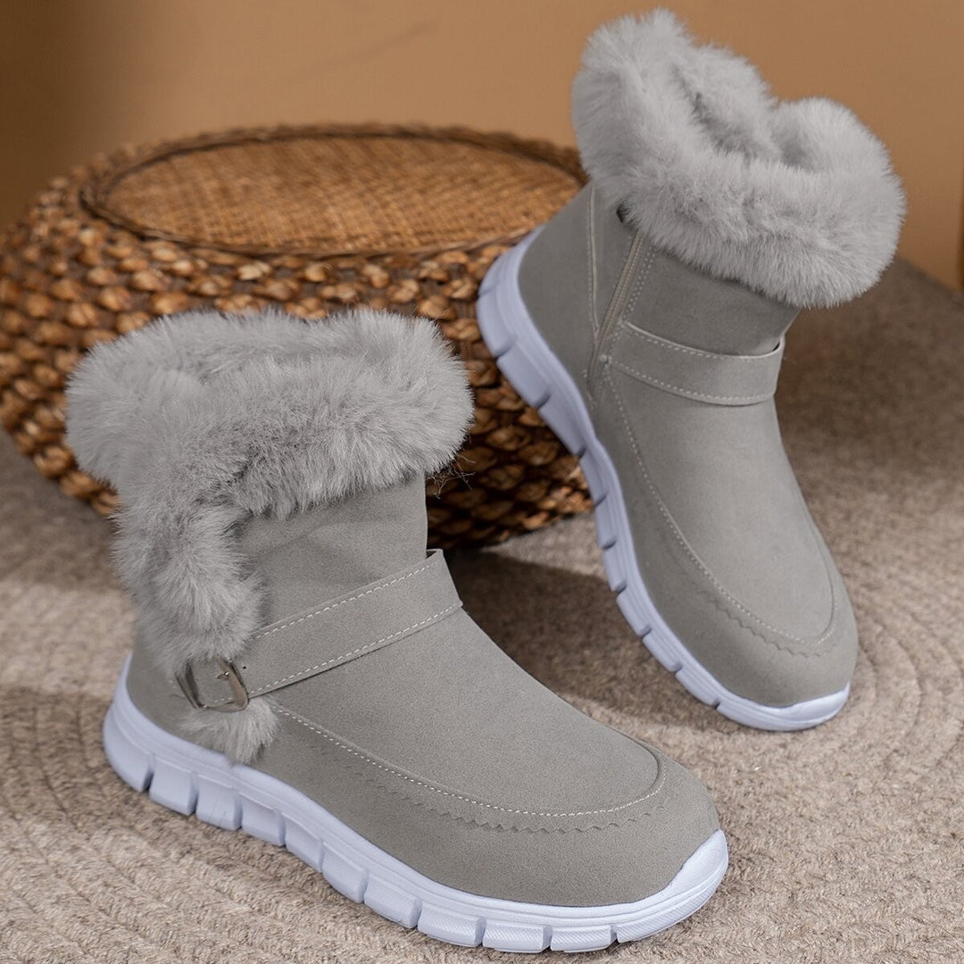 Damen Winterboots mit kuscheligem Kunstfellkragen und rutschfester Sohle EB