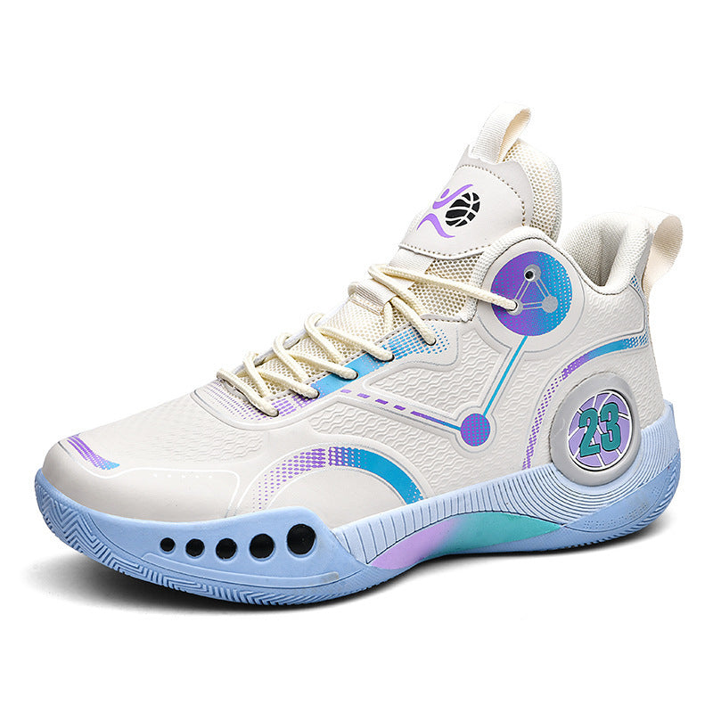 Herren gepolsterter High-Top Basketballschuh mit holografischen Akzenten und griffiger Gummilaufsohle EB