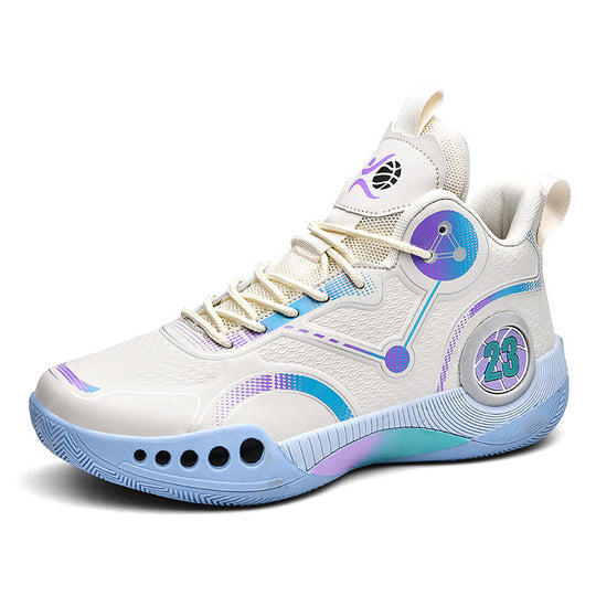 Herren gepolsterter High-Top Basketballschuh mit holografischen Akzenten und griffiger Gummilaufsohle EB