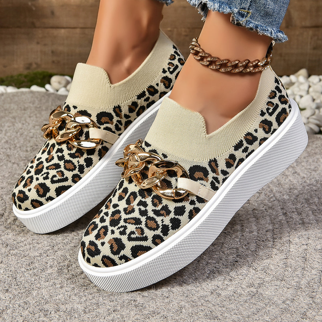 Damen Modische Slip-On Sneakers mit elegantem Ketten-Detail EB
