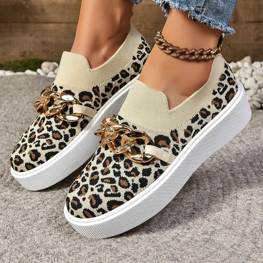 Damen Modische Slip-On Sneakers mit elegantem Ketten-Detail EB
