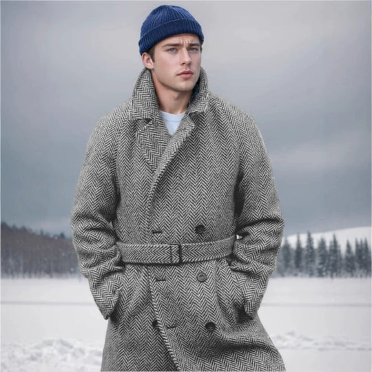 Herren eleganter und warmer Wollmantel EB