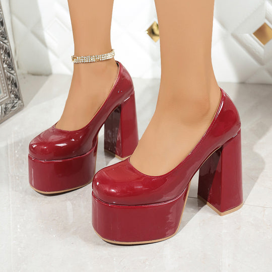 Damen Plateau-Pumps mit elegantem Blockabsatz und funkelndem Akzent EB