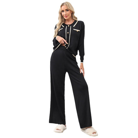 Damen elegantes und gemütliches Strick-Loungewear-Set mit feinen Details EB