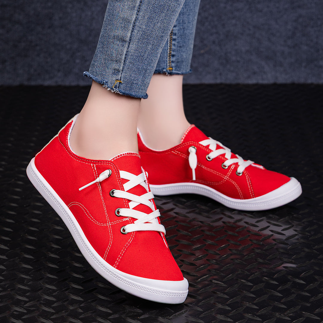 Damen Bequeme Canvas Sneakers mit atmungsaktiver Innensohle EB