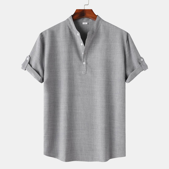 Herren Kurzarmhemd mit innovativem Henley-Ausschnitt und lässigem Design EB
