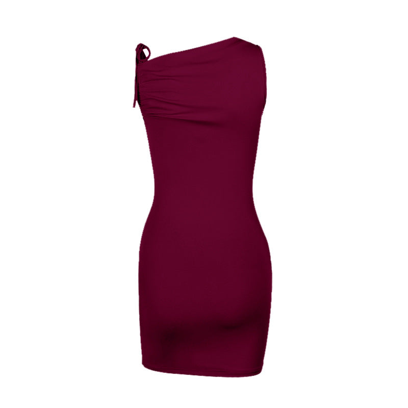 Damen figurbetontes One-Shoulder-Kleid EB
