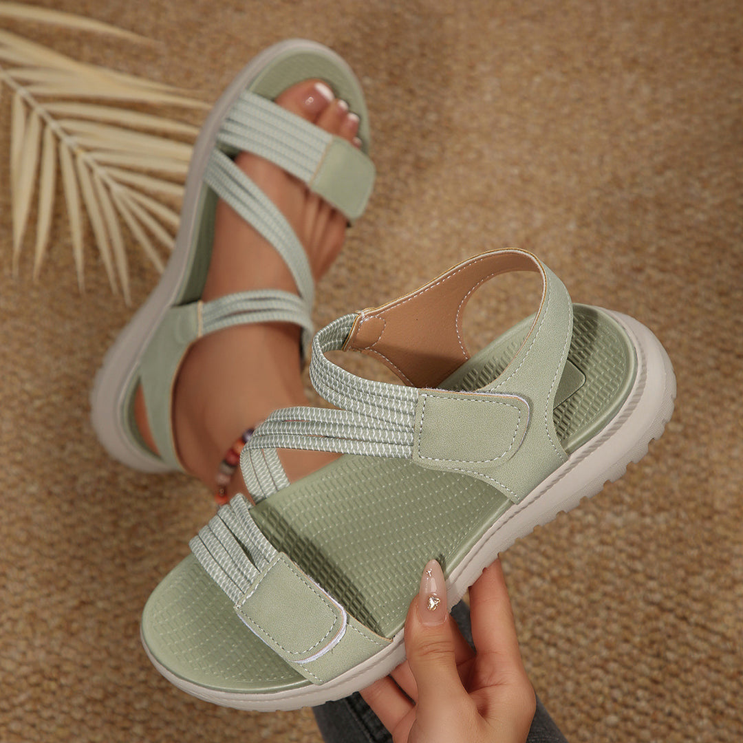 Damen Bequeme Sport-Sandalen mit elastischen Riemen und rutschfester Laufsohle EB