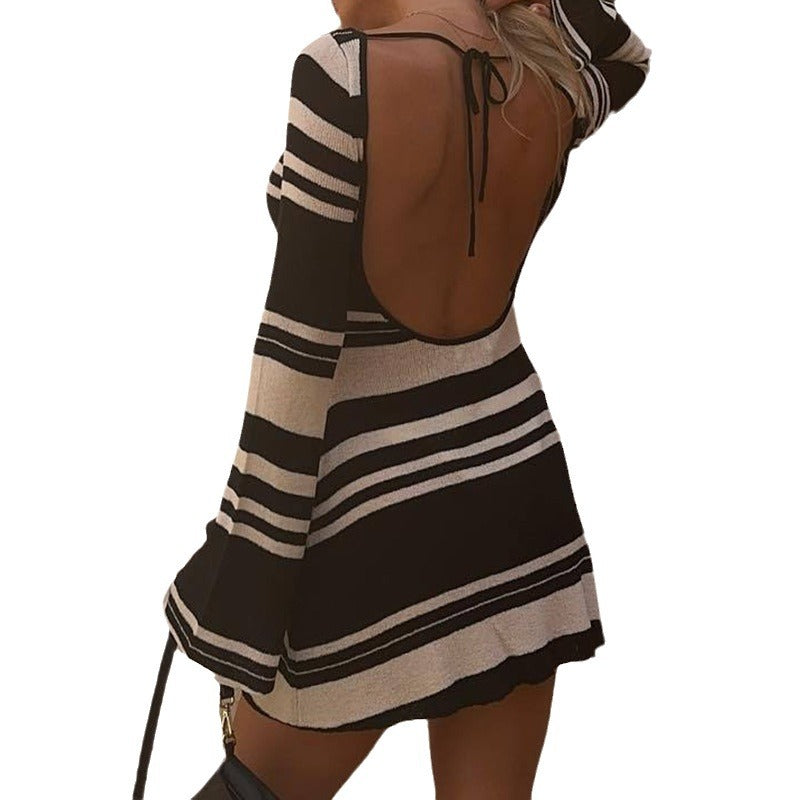 Damen trendiges Strickkleid mit lässigem Schnitt und modischen Ärmelakzenten EB