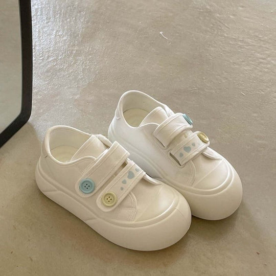 Damen Bequeme Freizeitschuhe mit verstellbarem Klettverschluss und bunten Knopfdetails EB