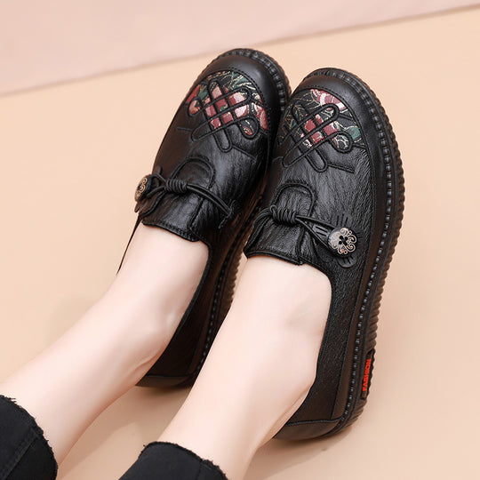 Damen bequeme Mokassins mit floralem Design EB