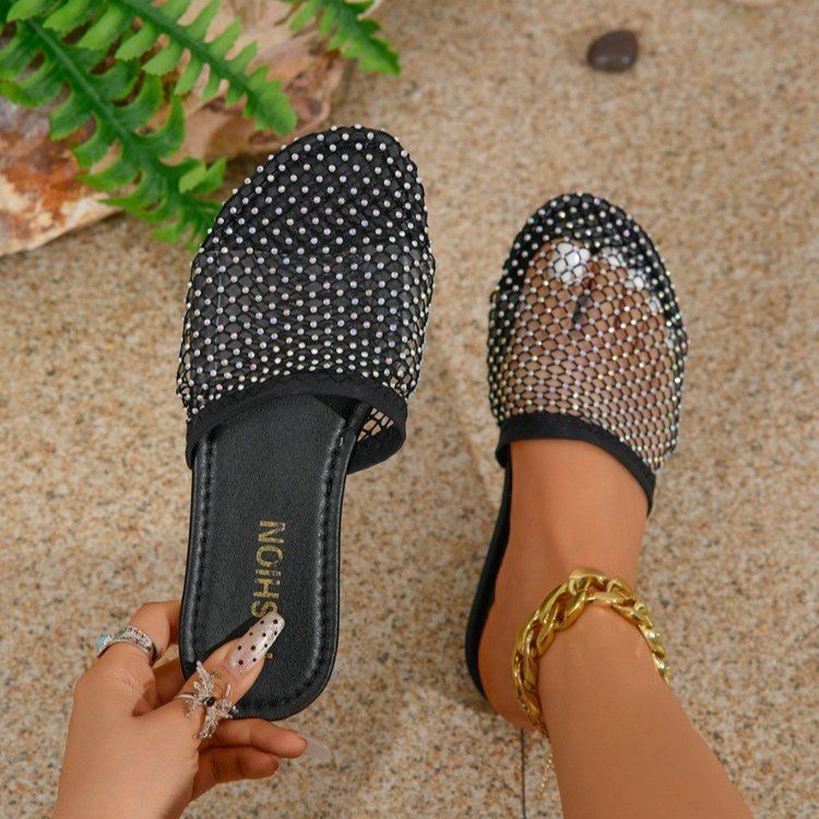 Damen Glamouröse Mode-Sandalen mit funkelnden Strassapplikationen EB