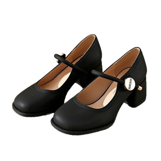 Damen elegante Mary Jane Schuhe mit Blockabsatz EB