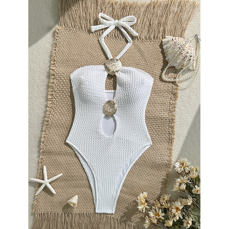 Damen Einteiler Badeanzug mit raffiniertem Cut-Out-Design und eleganten Befestigungen EB