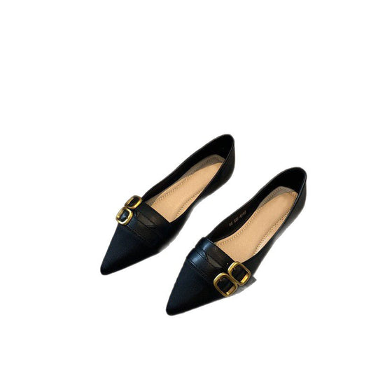Damen elegante spitze Ballerinas mit doppelter Schnallenverzierung EB