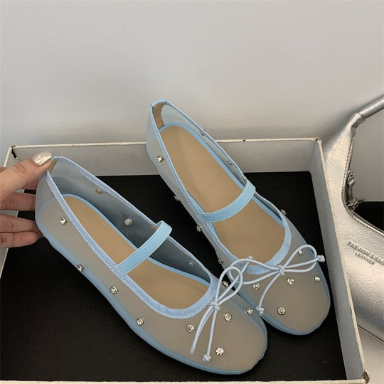 Damen stilvolle und bequeme Ballerinas mit Schmuckdetails EB