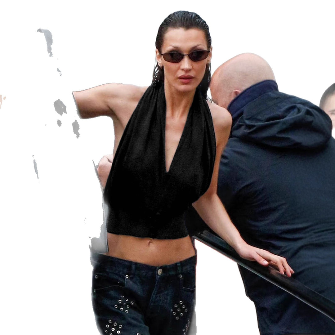 Damen Halter-Oberteil mit tiefem V-Ausschnitt und figurformendem Schnitt EB