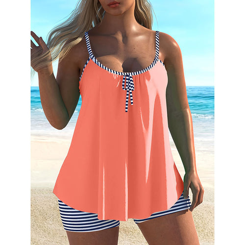 Damen Tankini mit modischem Oberteil und klassischem Hüft-Schnitt EB