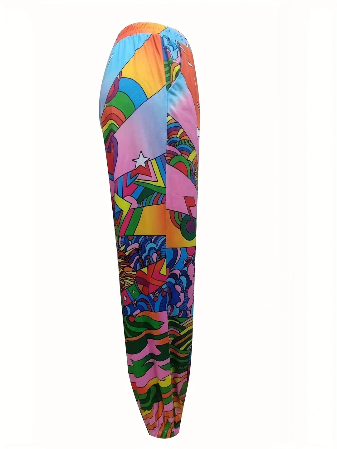 Damen Freizeit-Hosen mit kreativem Grafikdruck und elastischem Bund EB