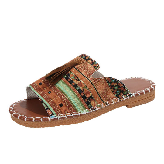 Damen Modische Clogs mit folkloristischem Muster EB