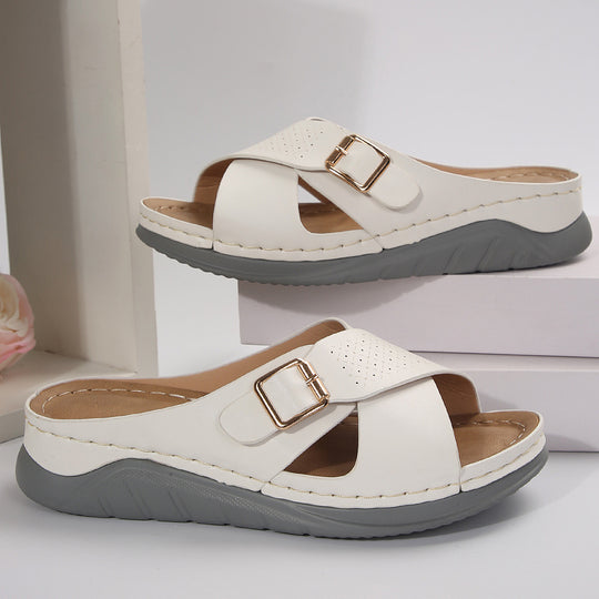 Damen Komfortable Zehentrenner-Sandalen mit modischem Schnitt EB