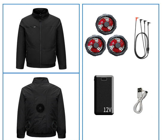 Unisex nan Niederspannungs Lüfter-Set für Kühljacken mit drei kompakten Ventilatoren und Y-Anschluss R&B