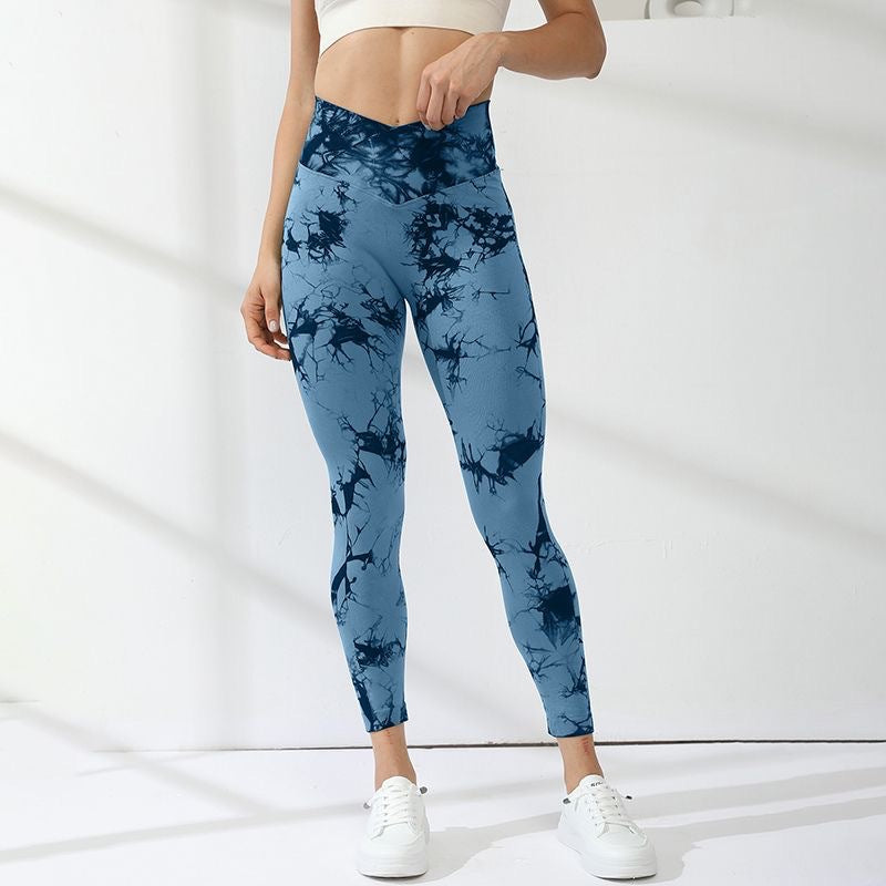 Damen Hochleistungs-Leggings mit innovativem Marmor-Design EB