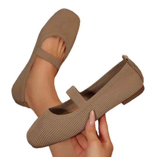 Damen Komfortable Ballerinas mit elastischem Riemen EB
