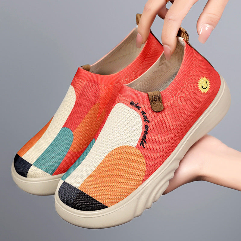 Damen Leichte und elastische Slip-On Sneaker mit kreativen Details EB