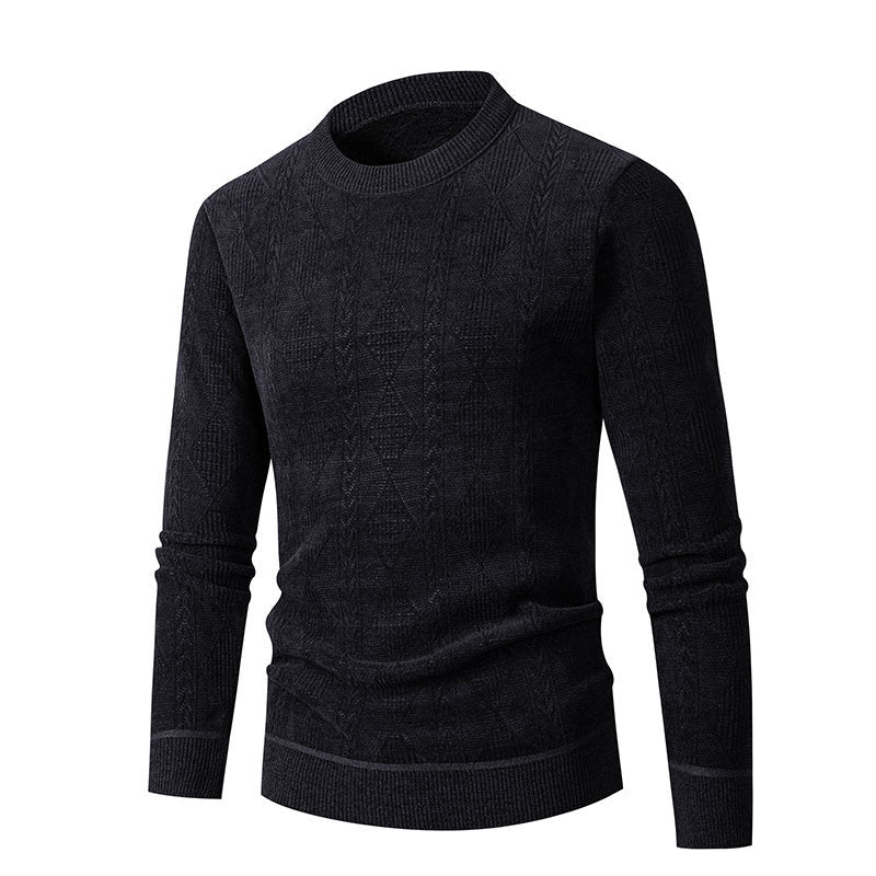 Herren Strickpullover mit strukturiertem Zopfmuster und hohem Kragen EB