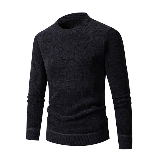 Herren Strickpullover mit strukturiertem Zopfmuster und hohem Kragen EB