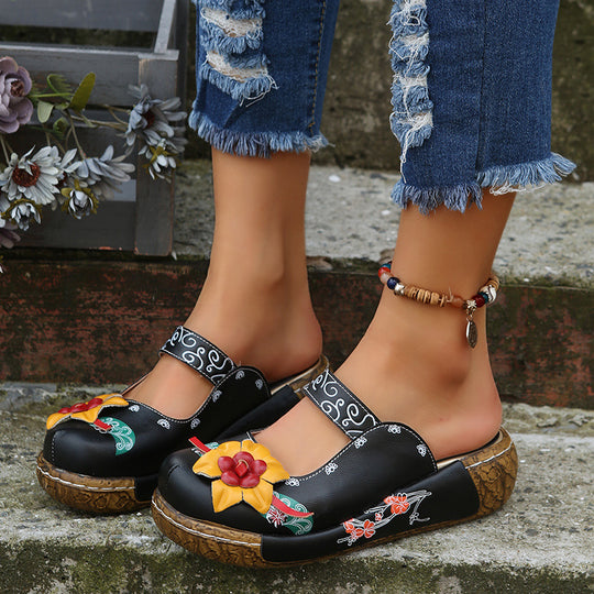 Damen Komfortable und florale Clogs EB