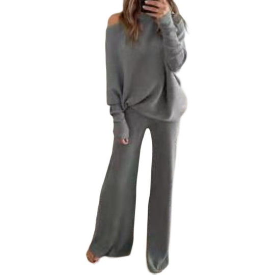 Damen Kuscheliges Lounge-Set mit weitem Schnitt und Off-Shoulder-Design EB