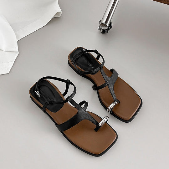 Damen modische Zehentrenner-Sandalen mit elegantem Riemchen-Design EB