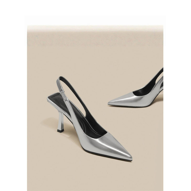 Damen Slingback High Heel Pumps mit elegantem metallic Finish EB