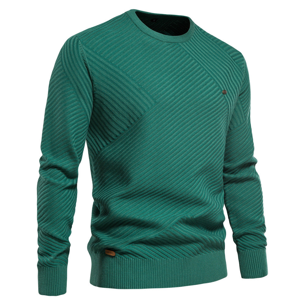 Herren Strickpullover mit modernem diagonalen Muster EB